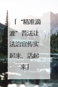 “精准滴灌”普法让法治宣传实起来、活起来