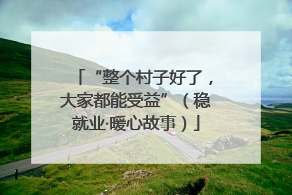 “整个村子好了，大家都能受益”（稳就业·暖心故事）
