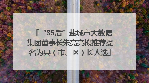 “85后”盐城市大数据集团董事长朱亮亮拟推荐提名为县（市、区）长人选
