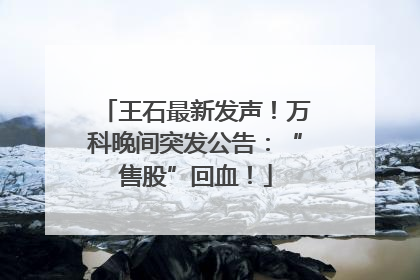 王石最新发声！万科晚间突发公告：“售股”回血！