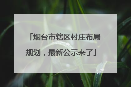 烟台市辖区村庄布局规划，最新公示来了