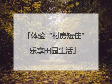 体验“村房短住” 乐享田园生活