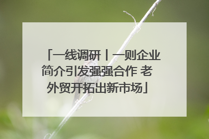 一线调研丨一则企业简介引发强强合作 老外贸开拓出新市场