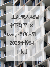 上海成人吸烟率下降至18.6%，提前达到2025年控烟目标