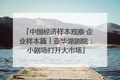 中国经济样本观察·企业样本篇︱亚华湖剧院：小剧场打开大市场