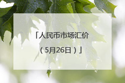 人民币市场汇价（5月26日）