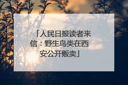 人民日报读者来信：野生鸟类在西安公开贩卖