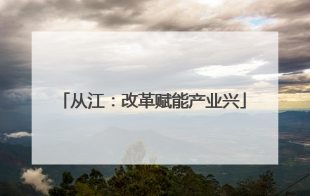 从江：改革赋能产业兴