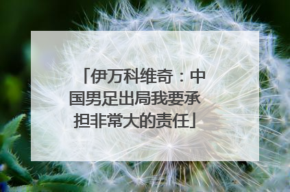 伊万科维奇：中国男足出局我要承担非常大的责任