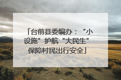 台前县委编办：“小设施”护航“大民生” 保障村民出行安全