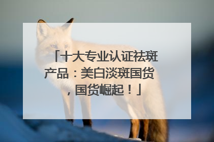 十大专业认证祛斑产品：美白淡斑国货，国货崛起！