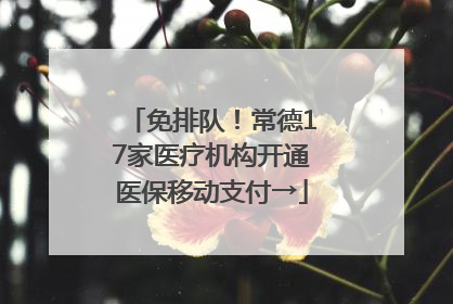 免排队！常德17家医疗机构开通医保移动支付→
