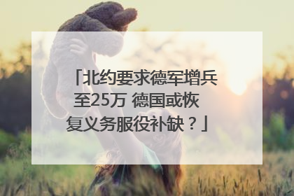 北约要求德军增兵至25万 德国或恢复义务服役补缺？