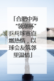 合肥中海“领潮杯”乒乓球赛点燃热情，以球会友筑邻里温情