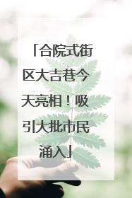 合院式街区大吉巷今天亮相！吸引大批市民涌入