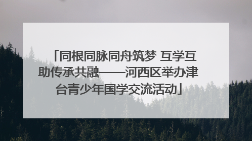 同根同脉同舟筑梦 互学互助传承共融——河西区举办津台青少年国学交流活动