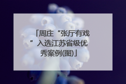 周庄“张厅有戏”入选江苏省级优秀案例(图)