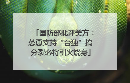 国防部批评美方：怂恿支持“台独”搞分裂必将引火烧身