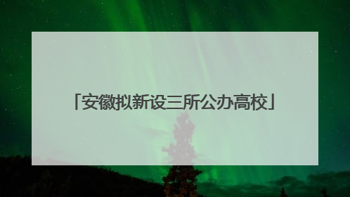 安徽拟新设三所公办高校