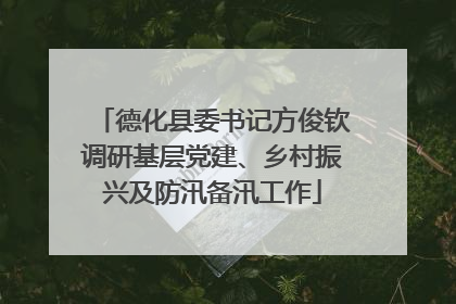 德化县委书记方俊钦调研基层党建、乡村振兴及防汛备汛工作