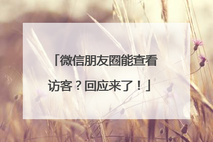 微信朋友圈能查看访客？回应来了！