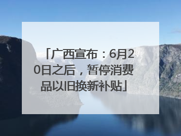 广西宣布：6月20日之后，暂停消费品以旧换新补贴