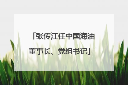 张传江任中国海油董事长、党组书记