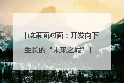 政策面对面：开发向下生长的“未来之城”