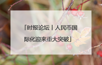 时报论坛丨人民币国际化迎来重大突破