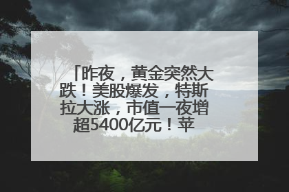 昨夜，黄金突然大跌！美股爆发，特斯拉大涨，市值一夜增超5400亿元！苹果传来大消息