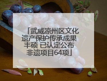 武威凉州区文化遗产保护传承成果丰硕 已认定公布非遗项目64项