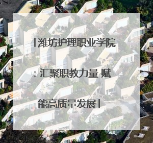 潍坊护理职业学院：汇聚职教力量 赋能高质量发展