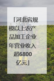 河北省规模以上农产品加工企业年营业收入超6800亿元