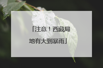 注意！西藏局地有大到暴雨