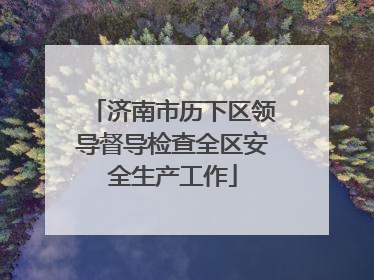济南市历下区领导督导检查全区安全生产工作