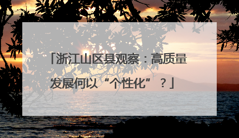 浙江山区县观察：高质量发展何以“个性化”？