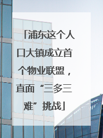浦东这个人口大镇成立首个物业联盟，直面“三多三难”挑战