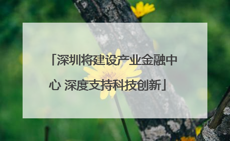 深圳将建设产业金融中心 深度支持科技创新
