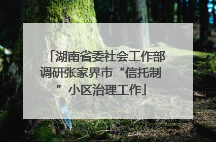 湖南省委社会工作部调研张家界市“信托制”小区治理工作