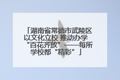 湖南省常德市武陵区以文化立校 推动办学“百花齐放”——每所学校都“精彩”