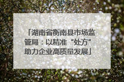 湖南省衡南县市场监管局：以精准“处方”助力企业高质量发展