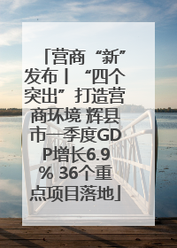 营商“新”发布丨“四个突出”打造营商环境 辉县市一季度GDP增长6.9% 36个重点项目落地