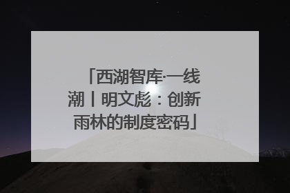 西湖智库·一线潮丨明文彪：创新雨林的制度密码