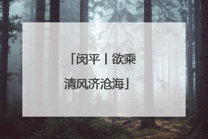 闵平丨欲乘清风济沧海