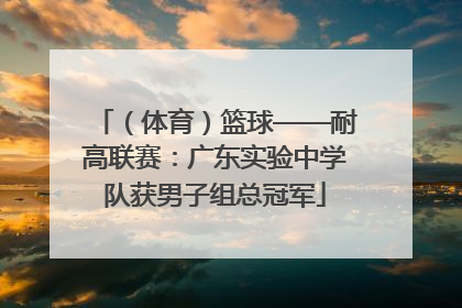 （体育）篮球——耐高联赛：广东实验中学队获男子组总冠军