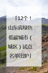 12个！山东省绿色低碳城市（城区）试点名单出炉