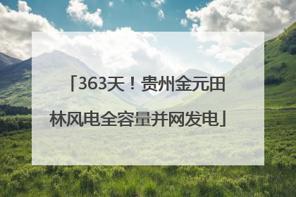 363天！贵州金元田林风电全容量并网发电
