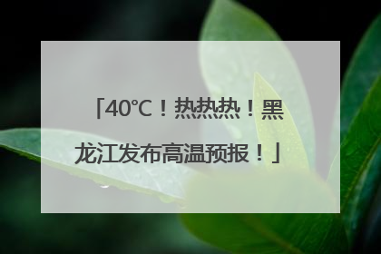 40℃！热热热！黑龙江发布高温预报！