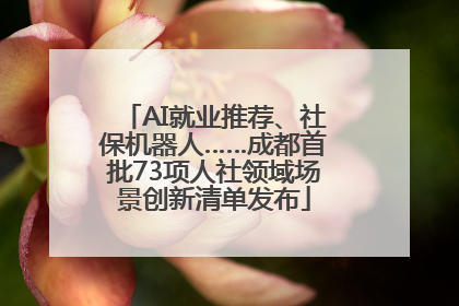 AI就业推荐、社保机器人……成都首批73项人社领域场景创新清单发布